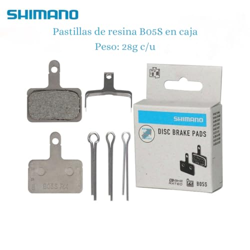 Shimano 2 Pares de Pastillas de Freno de Resina Shimano B05S-RX compatibleas con MT200, M355, M416, M445, M446, M447, M465, M475, M485, M486, M525, M575, M675, TX805, C501, T615, etc