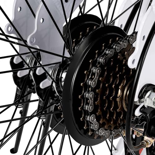 Shiyinge Bicicleta plegable de 20 pulgadas, 7 velocidades, plegable, para adultos, plegable, ajustable, unisex, adecuada para camping, deportes al aire libre, ciclismo, desplazamientos, color blanco
