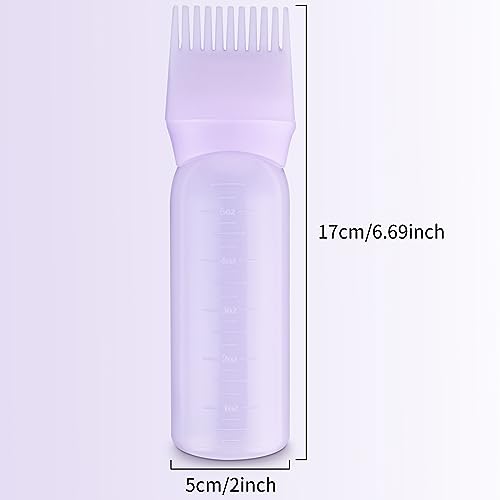 Sibba 2 Botellas Aplicadoras De Peine Raíz Botella Aplicadora Aceite Para El Cabello 6 Onzas Tinte Cepillo Aplicador Con Escala Graduada Profesional Herramienta Peinado Colorear Y Peinar