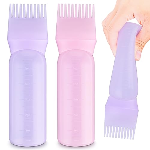 Sibba 2 Botellas Aplicadoras De Peine Raíz Botella Aplicadora Aceite Para El Cabello 6 Onzas Tinte Cepillo Aplicador Con Escala Graduada Profesional Herramienta Peinado Colorear Y Peinar
