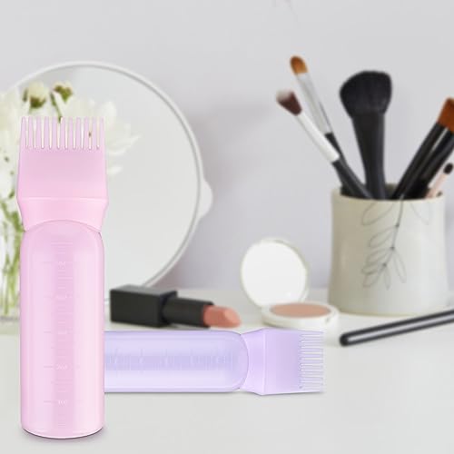 Sibba 2 Botellas Aplicadoras De Peine Raíz Botella Aplicadora Aceite Para El Cabello 6 Onzas Tinte Cepillo Aplicador Con Escala Graduada Profesional Herramienta Peinado Colorear Y Peinar
