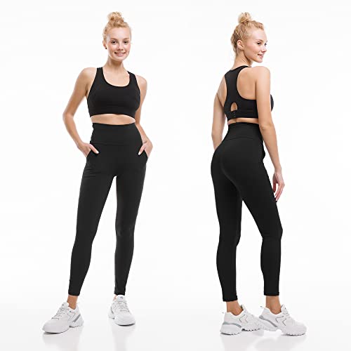 SINOPHANT Leggins Mujer con Bolsillos, Pantalones de Yoga, Leggings Mujer, Mallas Deporte Mujer Fitness Suaves Elásticos Cintura Alta para Reducir Vientre de Yoga, Pilates