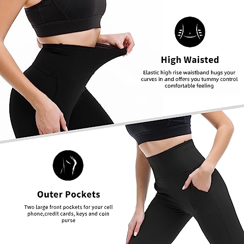 SINOPHANT Leggins Mujer con Bolsillos, Pantalones de Yoga, Leggings Mujer, Mallas Deporte Mujer Fitness Suaves Elásticos Cintura Alta para Reducir Vientre de Yoga, Pilates