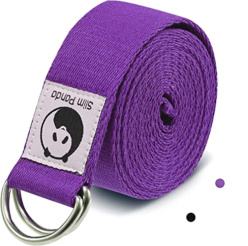 Slim Panda Cinturon Yoga Algodón, Práctica Correa Yoga Yoga Accesorios para Estiramiento y Fitness,Yoga Banda con Hebilla Deslizante Metálica, (180 / 250cm)