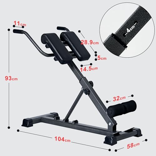 soges Silla Romana Hiperextensión Banco Romano Banco de Musculación Ajustable Multifuncional Equipo de Ejercicio Extensión de Espalda