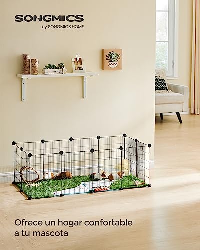 SONGMICS Jaula para Mascotas, Valla Metálica para Hámster, Conejitos, Parque de Mascotas en Bricolaje, para Animalitos, Negro LPI001B01