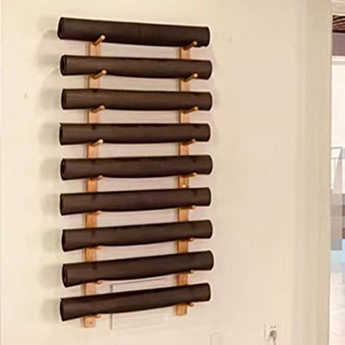 Soporte para Esterilla de Yoga 156cm De Alto Estante De Almacenamiento De Colchonetas De Yoga Montaje En Pared Madera 9 Niveles, Organizador De Colchonetas De Entrenamiento Soporte De Rodillos De Espu