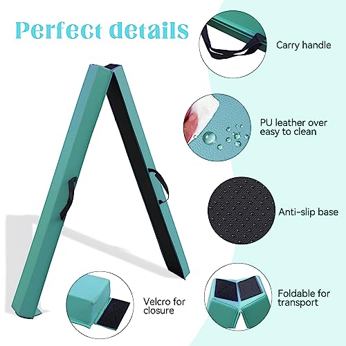 SportBob Barra Equilibrio Gimnasia artistica 270cm Cuero PU Plegable Base de Goma Antideslizante para niños, Vigas de Gimnasia para Entrenamiento, práctica, Entrenamiento Familiar Profesional