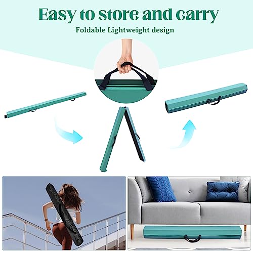SportBob Barra Equilibrio Gimnasia artistica 270cm Cuero PU Plegable Base de Goma Antideslizante para niños, Vigas de Gimnasia para Entrenamiento, práctica, Entrenamiento Familiar Profesional