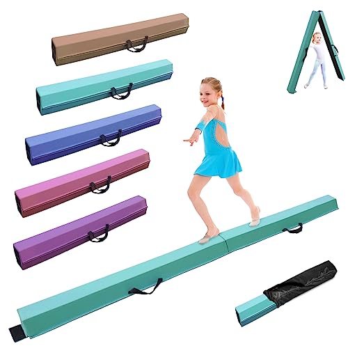 SportBob Barra Equilibrio Gimnasia artistica 270cm Cuero PU Plegable Base de Goma Antideslizante para niños, Vigas de Gimnasia para Entrenamiento, práctica, Entrenamiento Familiar Profesional