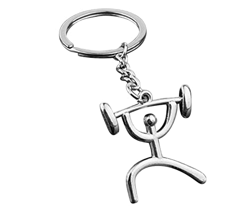 Sportigo® Halterofilia con Haltera Llaveros en de Color Plata/Deportista Regalo