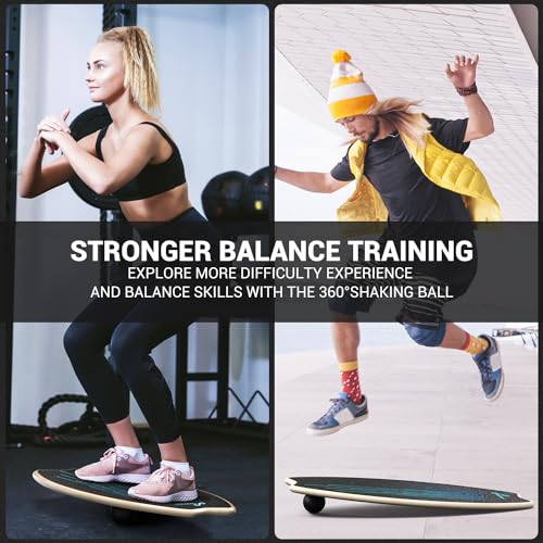 Sportneer - Tabla de equilibrio de madera, monopatín de interior y tabla de equilibrio para niños y adultos