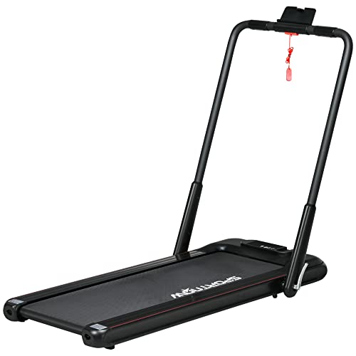SPORTNOW 2 en 1 Cinta de Correr Plegable Velocidad 12 km/h Cinta de Andar Control Remoto Superficie de Carrera 36x105 cm Pantalla LED y Ruedas para Fitness en Casa 135x65x106 cm Negro