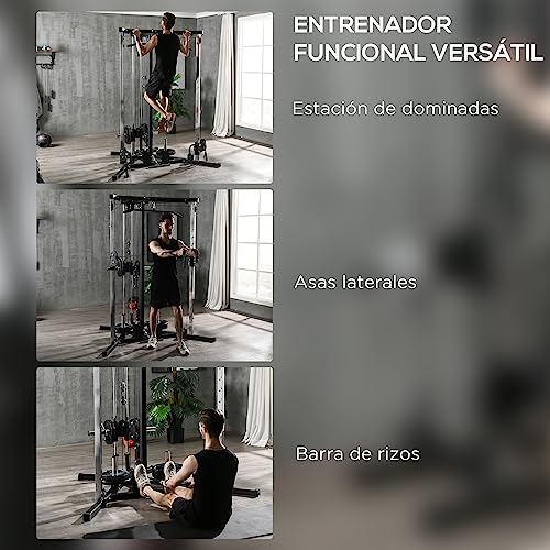 SPORTNOW Máquina de Multiestación Musculación Entrenamiento para Hombro Brazos Placas de Peso de 100 kg Carga MAX. 120 kg para Fitness Gimnasio en Casa 170x139x200 cm Negro