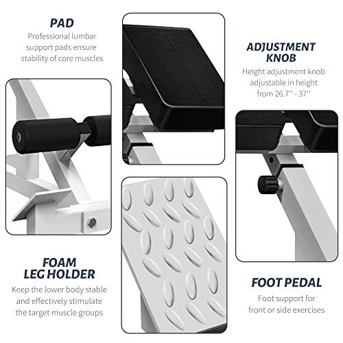 SUCXDZQ Máquina de extensión de respaldo de silla romana, banco de hiperextensión ajustable, equipo de ejercicio de espalda isquiotibial, máquina de entrenamiento de espalda ajustable para gimnasio en