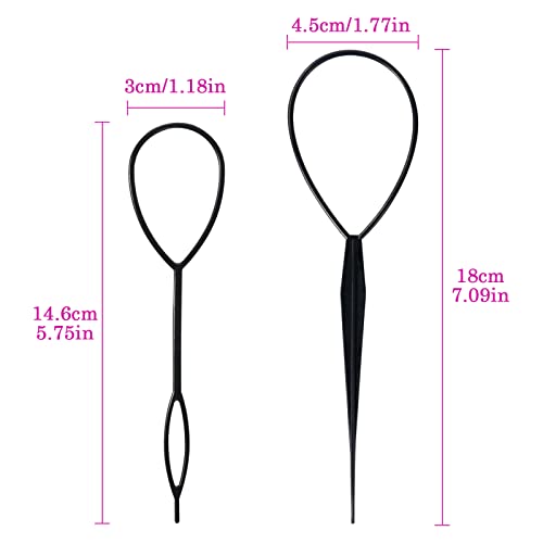 Sularpek Cabello Pull Aguja, 2 pcs Aguja para El Pelo, Profesional de Ayuda para El Peinado, Herramienta de Trenzado de La Cola para El Cabello para Niñas Moda Hair Design DIY (Negro)