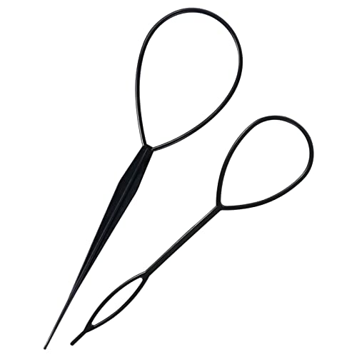 Sularpek Cabello Pull Aguja, 2 pcs Aguja para El Pelo, Profesional de Ayuda para El Peinado, Herramienta de Trenzado de La Cola para El Cabello para Niñas Moda Hair Design DIY (Negro)