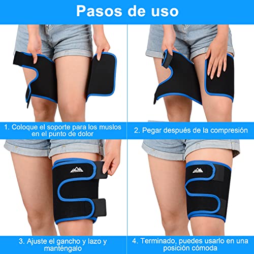 supregear Soporte Muslo, Manga de Compresión Ajustable Neopreno Tendón Corva Envoltura Cuádruple Transpirable Antideslizante Pierna Soporte para Mujeres Hombres Músculo de Ingle Tirado, Cuádriceps