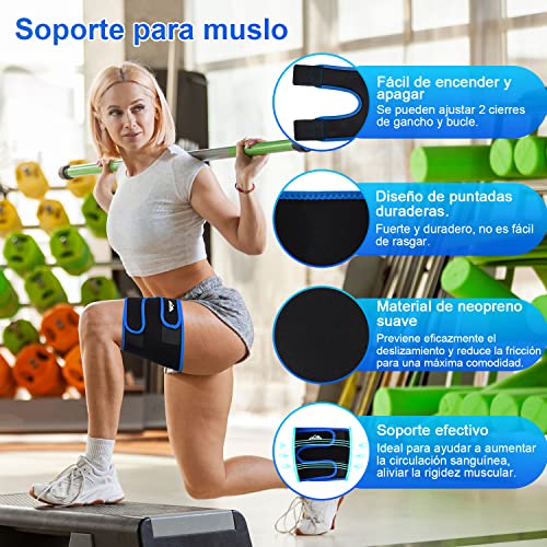 supregear Soporte Muslo, Manga de Compresión Ajustable Neopreno Tendón Corva Envoltura Cuádruple Transpirable Antideslizante Pierna Soporte para Mujeres Hombres Músculo de Ingle Tirado, Cuádriceps