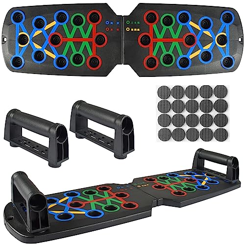 Tabla De Entrenamiento De Flexiones, Tabla De Fitness Multifuncional Con Asas, PortáTil Y Plegable, Entrenamiento De Fitness En Casa Para Hombres/Mujeres, 22 Modos De Entrenamiento
