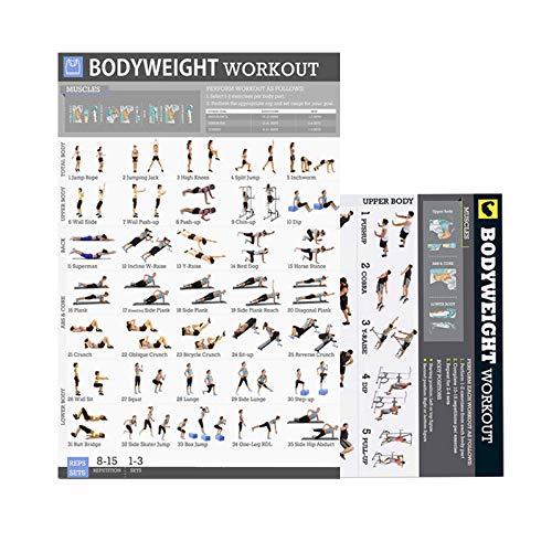 Tarragona Conjunto de PóSter de Ejercicio de Peso Corporal Laminado 2 de Cartas Hombres y Mujeres Entrenamientos de Peso Corporal para el Gimnasio en Casa Gym