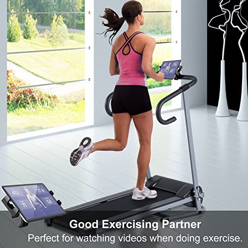 Tendak Spinning Bike Bicicleta Estática Soporte para Tableta Cinta de Correr Ajustable 360° Gimnasia Manillar Micrófono Soporte para iPad Pro iPad Mini iPad Air, 4.7-12.9" Tablet Teléfono Celular