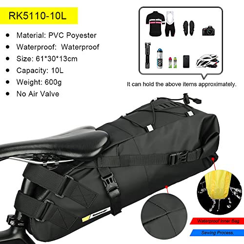 UBORSE Bolsa Sillin Bicicleta Impermeable Alforjas Bicicleta Gran Capacidad 5L-10L Bolsa para Asiento para Bicicleta Ciclismo Accesorios para MTB Bici