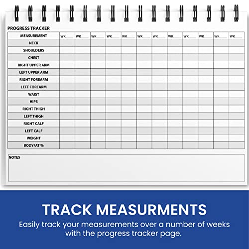 Ultimate Gym - Cuaderno de registros de entrenamiento, XL A5, agenda de ejercicios y entrenamiento, 100 páginas con ejercicios de cardio y notas, establecer objetivos y seguir el progreso - (azul)
