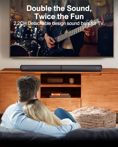 ULTIMEA 2.2ch Barras de Sonido para TV, 2 en 1 Barra de Sonido Desmontable para TV, Bluetooth 5.3 TV Sound Bar, 3 Modos de Ecualización y Graves Ajustables Altavoces de TV, ARC/óptico/Aux, Apollo S40