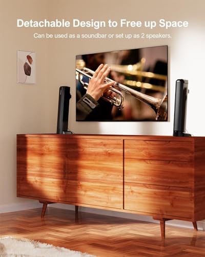 ULTIMEA 2.2ch Barras de Sonido para TV, 2 en 1 Barra de Sonido Desmontable para TV, Bluetooth 5.3 TV Sound Bar, 3 Modos de Ecualización y Graves Ajustables Altavoces de TV, ARC/óptico/Aux, Apollo S40