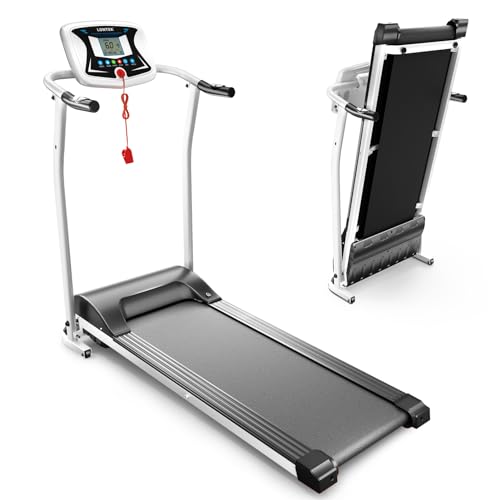 UMAY LONTEK Cinta de Correr Eléctrica Plegable con Motor 1.5HP Potente y Silencioso, Cinta de Andar de 0.8-10km/h, Sensor de Pulso, Pantalla LCD, 12 programas y Auto Lubricación, Color Blanco