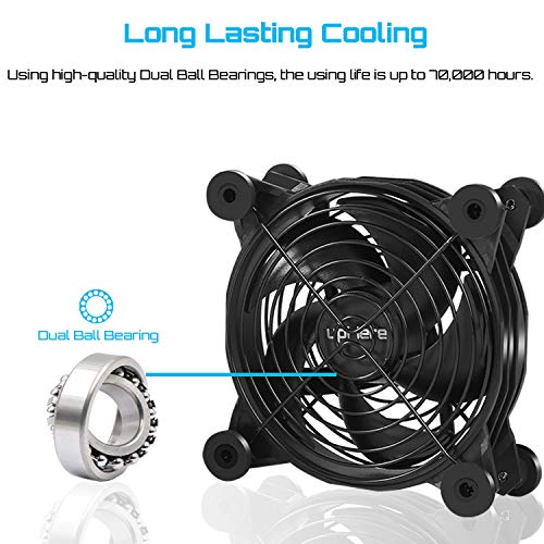 upHere Ventilador silencioso USB con control de 3 velocidades compatible con PC/Xbox/Playstation/TV Box [U1204 -120mm]