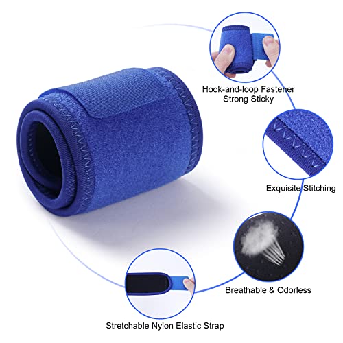 URAQT Muñequera Tunel Carpiano, 2pcs Ajustable Muñequera Transpirable, Neopreno Muñequeras Deportivas, Soporte de Muñeca para Musculación, Boxeo, Calistenia, Gym, Previene Tendinitis, Unisex(Azul)