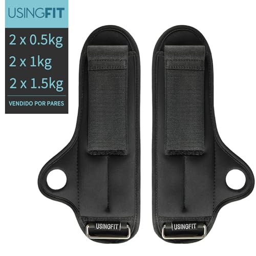 USINGFIT Pesos de mano para brazos, pesos para las piernas, 0,5 kg, 1 kg, 1,5 kg, pesas para pie, muñequeras para piernas y pies (0,5 kg x 2)