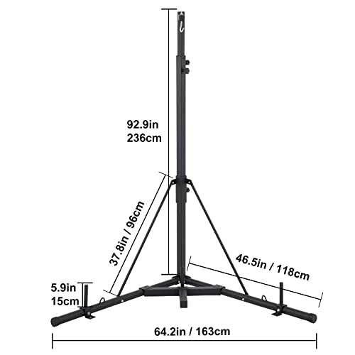 VEVOR Soporte de Pie para Saco de Boxeo con Altura Extendida 230 cm, Soporte Plegable para Saco de Boxeo con Altura Ajustable 48 cm, Soporte de Acero para Saco Boxeo Suelo, Carga Máxima 60 kg