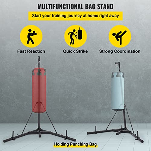 VEVOR Soporte de Pie para Saco de Boxeo con Altura Extendida 230 cm, Soporte Plegable para Saco de Boxeo con Altura Ajustable 48 cm, Soporte de Acero para Saco Boxeo Suelo, Carga Máxima 60 kg