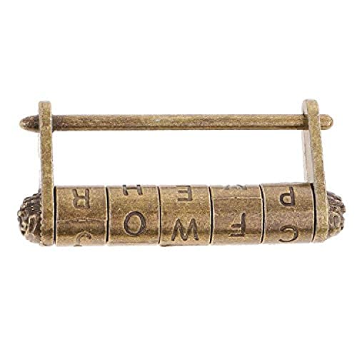 Vintage Inglés Antiguo Palabras Bloqueo Padlock/clave para Maletín y Caja código de vuelta
