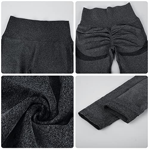 Voqeen Leggings Mujer Leggins Deportivos Push Up Cintura Alta Mallas Deporte Fitness Pantalones de Yoga Elásticos Mayas Deportivas Control de Barriga para Running Training Pilates (Negro,S)