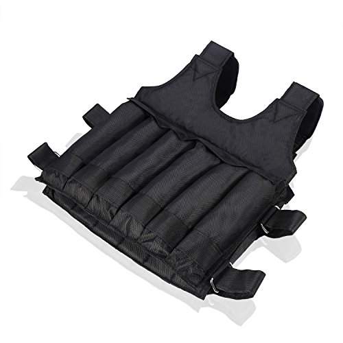 Wakects - Chaleco lastre de tejido Oxford, entrenamiento de boxeo, chaleco de alisado ajustable, entrenamiento de fitness deportivo, sin arena, placa de acero, peso máximo es de 20 kg