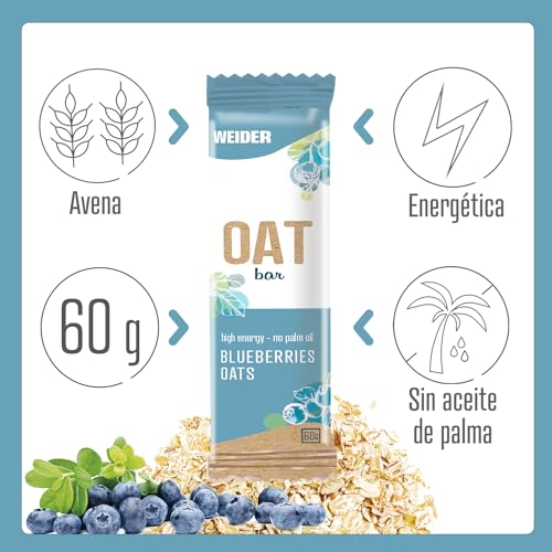 Weider Nutrition OAT BAR, Barrita de Avena sin Aceite de Palma, Sabor Arándanoo, 20 x 60 g