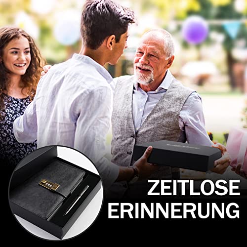 WEMATE Diario con cerradura, A5 de piel sintética con cerradura, 240 páginas, diario vintage con cerradura con bolígrafo y caja de regalo, diario con cerradura para mujeres y hombres, 240 x 5,8