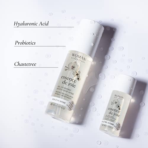 WOMAN ESSENTIALS - ESSENCE DE JOIE - 40ml - Gel de Rejuvenecimiento Vulvar con Ácido Hilaurónico, Probióticos e Ingredientes Antiedad - 100% Natural - Restaura la Flora Íntima - Ideal Menopausia