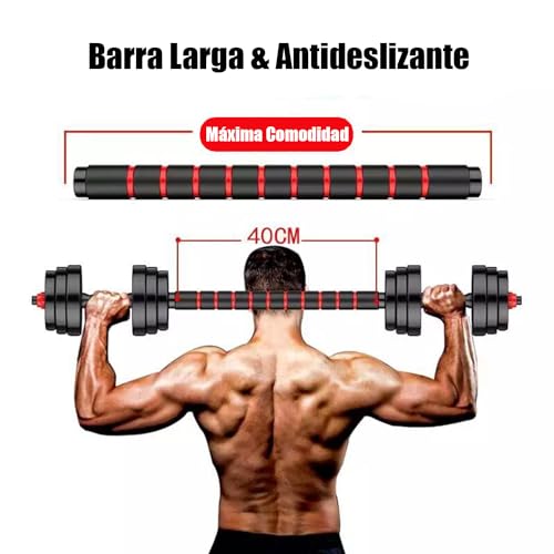 Wonduu Juego De Mancuernas 2 En 1 Con Barra Ajustable 40 Kg
