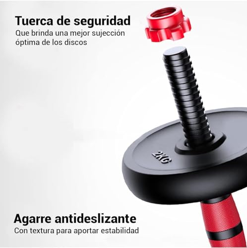 Wonduu Juego De Mancuernas 2 En 1 Con Barra Ajustable 40 Kg