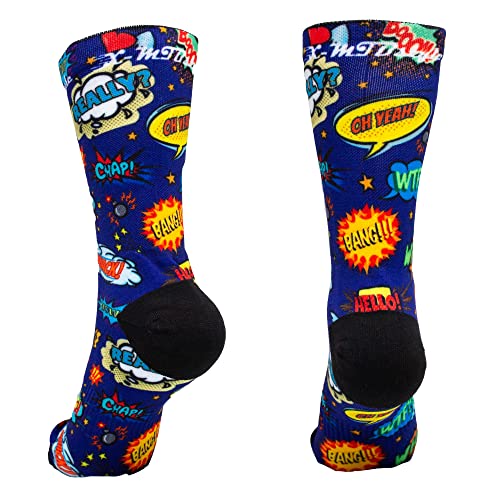 XMTBSTYLE Pack de 3 Calcetines de Deporte Hombre Mujer para Crossfit, Ciclismo, MTB, Running, Gimnasio (M (37-41), Emoji colorido, Comic, Lobo)