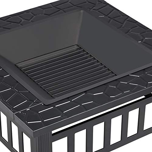 Yaheetech Brasero Exterior Jardin Grande 3 en 1 Chimeneas de Leña para Terraza Estufa al Aire Libre para Camping Cuenco para Hogueras 81x 81x 50cm