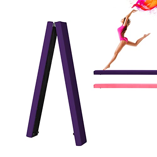 YARDIN Barra de equilibrio para el hogar, plegable, barra de gimnasia, barra de equilibrio, barra de equilibrio, gimnasia, haz de equilibrio para niños, adultos (morado)