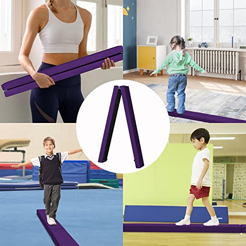 YARDIN Barra de equilibrio para el hogar, plegable, barra de gimnasia, barra de equilibrio, barra de equilibrio, gimnasia, haz de equilibrio para niños, adultos (morado)