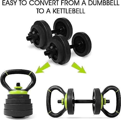 Yes4All B6D1 Mango ajustable para kettlebell, convertidor de plato de pesas, Neo Verde
