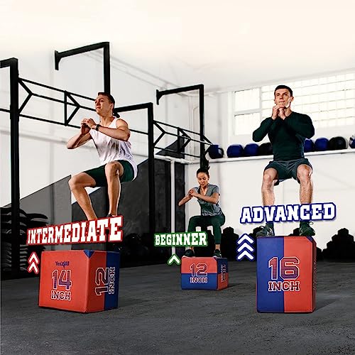 Yes4All Caja pliométrica 3 en 1, núcleo de madera, caja pliométrica de espuma para ejercicio, entrenamiento pliométrico, disponible en 4 tamaños